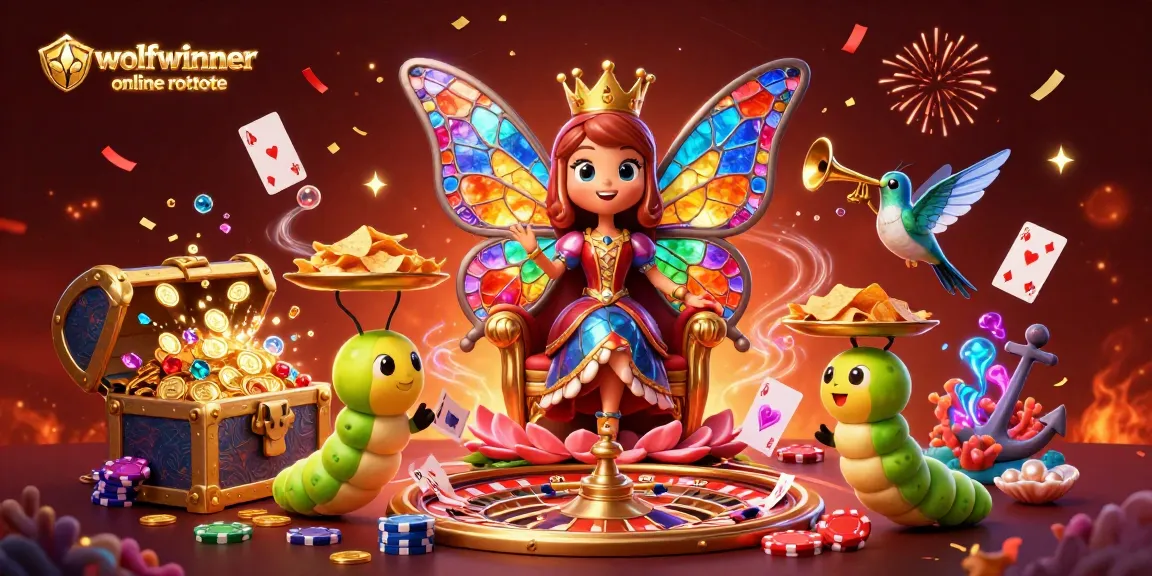 Experience the excitement of wolfwinner online roulette with stunning 3D visuals of a butterfly queen and vibrant game elements.